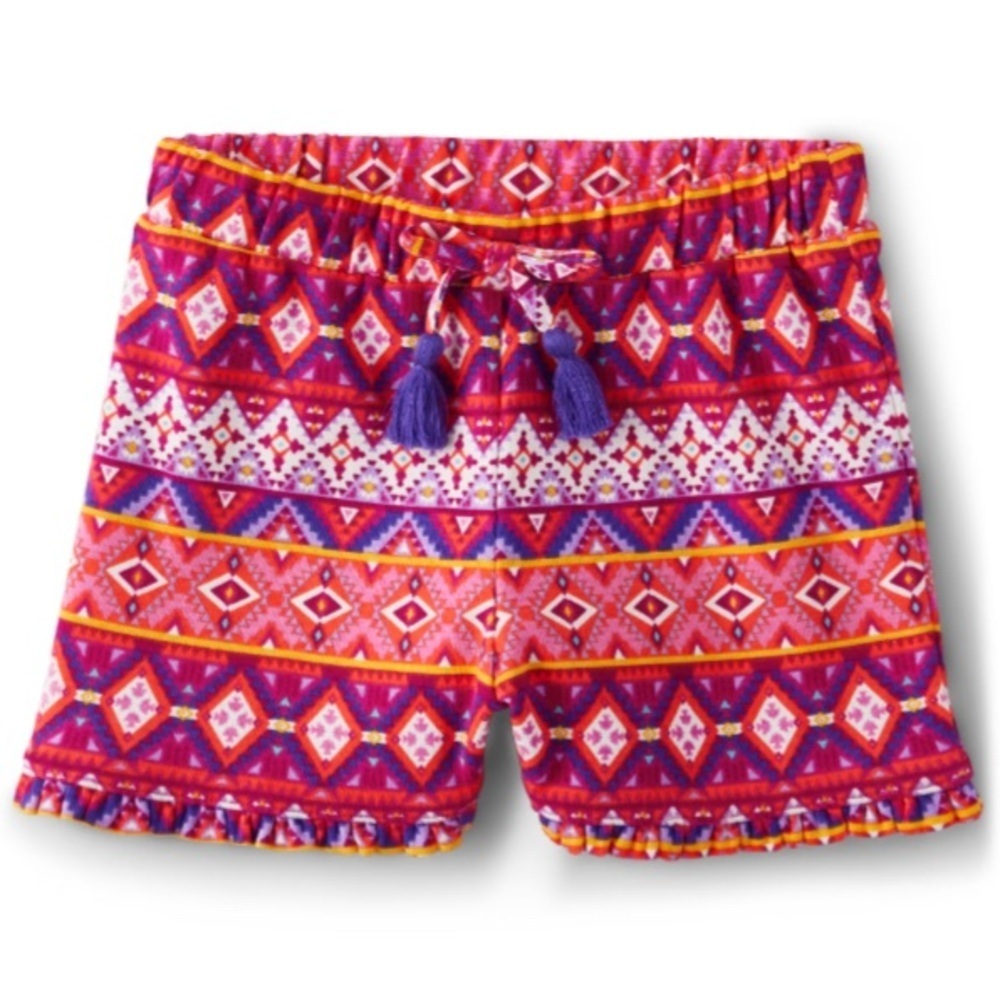 Gymboree- NEW - Girls Fairisle Paperbag Waist Shorts - Island Spice-Watermelon.